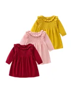 ALLOVIN Toddler Girls Ruffle Trim Knit Sweater Dress