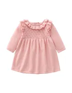 ALLOVIN Toddler Girls Ruffle Trim Knit Sweater Dress