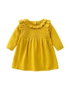 ALLOVIN Toddler Girls Ruffle Trim Knit Sweater Dress