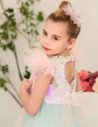 Toddler Girl Heart-Shaped Sequins Cap Sleeve Maxi Dress