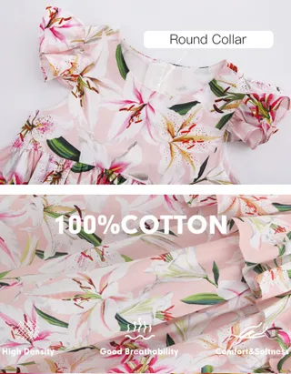 Allovin Toddler Girl Birthday Cap Sleeveless Casual Lily Floral Printed Dress