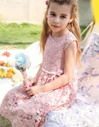 ALLOVIN Toddler Girl A-Line Wedding Lace Dress