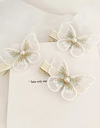 Allovin 5pcs Toddler Girls Lace Butterfly Hairpin