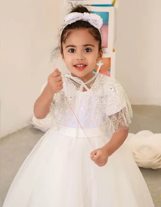 Toddler Girl Short Sleeve Sequins Flower Dress