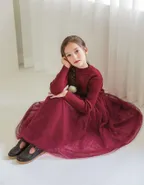 ALLOVIN Toddler Girls Textured Knit & Tulle Dress