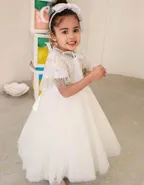 Toddler Girl Short Sleeve Sequins Flower Dress