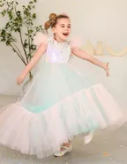 Toddler Girl Heart-Shaped Sequins Cap Sleeve Maxi Dress