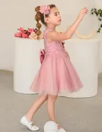 ALLOVIN Pink Embroidery Tulle Dress