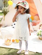 Allovin Toddler Girls Flower Decor Straw Hat