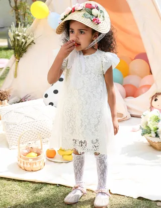 Allovin Toddler Girls Flower Decor Straw Hat