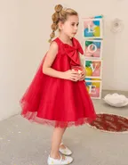 Allovin Big Bow Tulle Dress Christening Gown / Flower Girl Dress