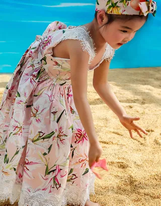 Toddler Girl Sundress Sleeveless Summer Floral Lace Casual Dress