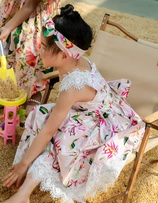 Toddler Girl Sundress Sleeveless Summer Floral Lace Casual Dress