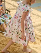 Allovin Toddler Girl Birthday Cap Sleeveless Casual Lily Floral Printed Dress