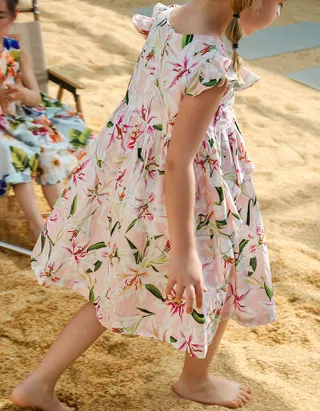 Allovin Toddler Girl Birthday Cap Sleeveless Casual Lily Floral Printed Dress