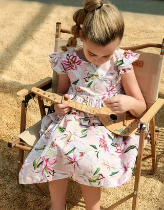 Allovin Toddler Girl Birthday Cap Sleeveless Casual Lily Floral Printed Dress