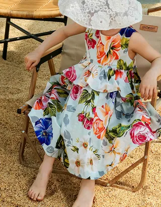 Toddler Girl Sleeveless Floral Printed Summer Party Casual Dress