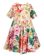 Toddler Girl Short Sleeve Casual Floral Printed Holiday Dress