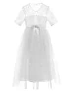ALLOVIN Toddler Girl A-Line 3/4 Sleeve Formal Wedding Lace Dress