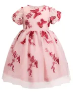 ALLOVIN Toddler Girl 3D-Butterfly Embroidered Lace Dress