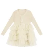 ALLOVIN Textured Knit & Tulle Dress