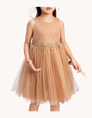 Allovin Toddler Girl A-Line Sleeveless Boho Ball Gown Tulle Dress