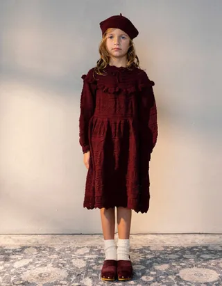 ALLOVIN Toddler Girls Vintage Knit Dress