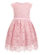 ALLOVIN Toddler Girl A-Line Wedding Lace Dress Pink