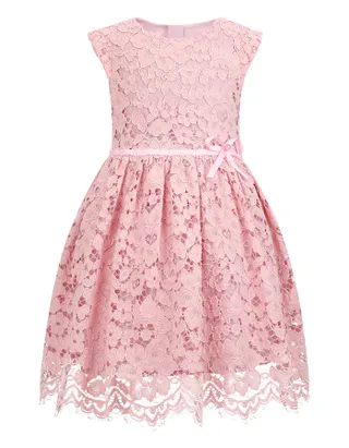 ALLOVIN Toddler Girl A-Line Wedding Lace Dress Pink