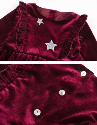 ALLOVIN Sparkly Stars Velvet Dress