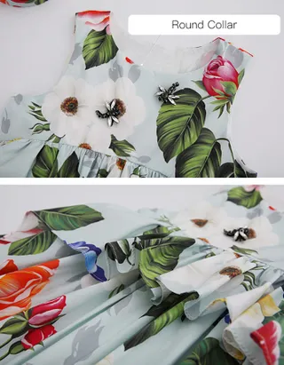 Toddler Girl Sleeveless Floral Printed Summer Party Casual Dress