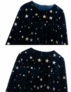 ALLOVIN Sparkly Stars Navy Blue Velvet Dress