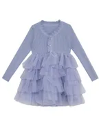 ALLOVIN Textured Knit & Tulle Dress