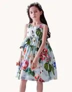 Toddler Girl Sleeveless Floral Printed Summer Party Casual Dress