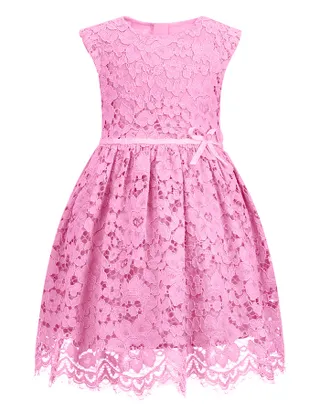 ALLOVIN Toddler Girl A-Line Wedding Lace Dress