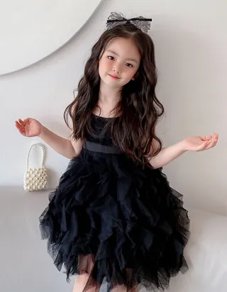 ALLOVIN Strap Ballerina Princess Black Swan Tutu Dress