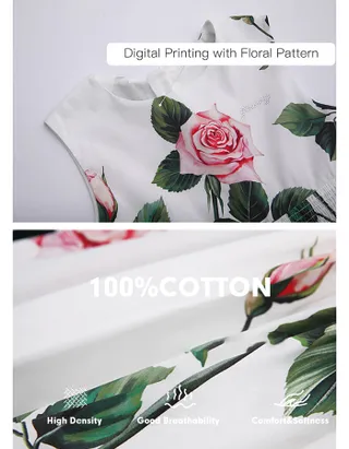 Allovin Toddler Girl A-Line Sleeveless Sundress Rose Print Summer Girl Dress