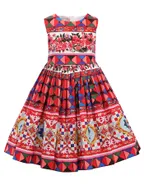 Allovin Little Girl Sleeveless Summer Sundress Hawaii Bohemia pleated floral Dress