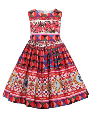 Allovin Little Girl Sleeveless Summer Sundress Hawaii Bohemia pleated floral Dress