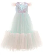 Toddler Girl Heart-Shaped Sequins Cap Sleeve Maxi Dress