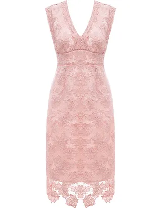 ALLOVIN Women's Sleeveless V Neck Floral Lace Cocktail Dress Knee Length Elegant Formal Party Dress