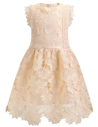ALLOVIN Toddler Girl Christening Baptism Flower Lace Dress