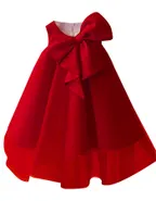 Allovin Big Bow Tulle Dress Christening Gown / Flower Girl Dress