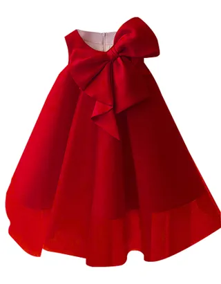 Allovin Big Bow Tulle Dress Christening Gown / Flower Girl Dress