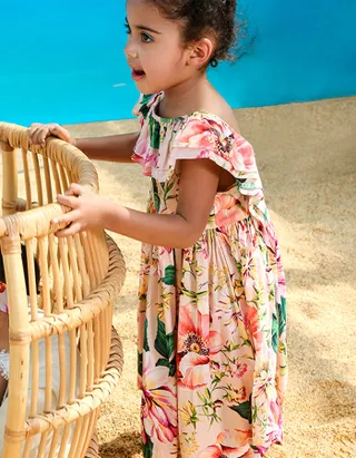 Allovin Toddler Girl Summer Holiday Hawaii Casual Floral Dress