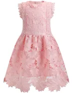 ALLOVIN Toddler Girl Christening Baptism Flower Lace Dress Light Pink