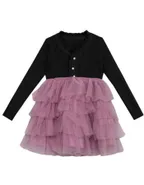 ALLOVIN Textured Knit & Tulle Dress