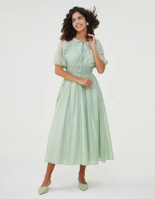 ALLOVIN The Jade Linen Dress