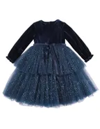 ALLOVIN Toddler Girls Round Neck Velvet Tulle Dress