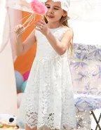 ALLOVIN Toddler Girl A-Line Wedding Lace Dress
